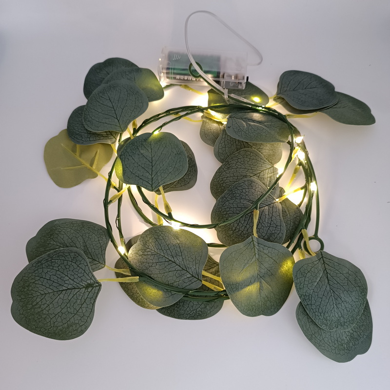 2 Meter Eucalyptus Vine Copper Wire Wedding Decoration Lights Led Light Warm White Green Leaf with F