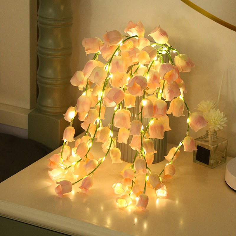 Artificial Vine 10 Branch Bell Orchid Decorative Light Battery Operated Wedding House Lights