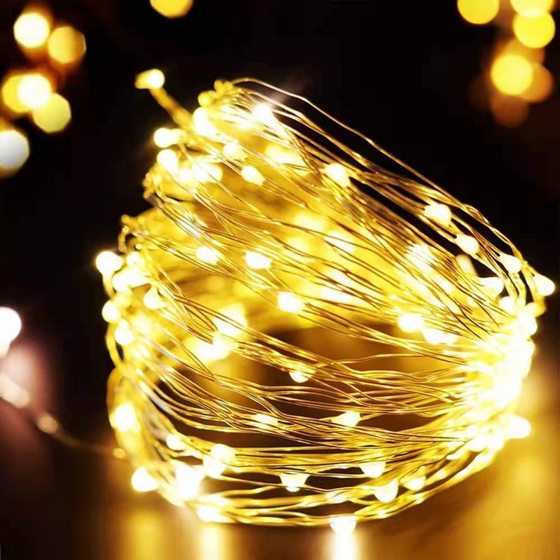 10M 100Led 8 Mode Usb Operated Silver Wire Warm White Led String Lights 