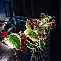 Plastic Red Fruit Berries Vine Battery Operated Indoor Living Room Warm White LED String Light