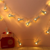Easter Party Festival Decorative Led String Work Light Battery Powered Wooden Rabbit Ears Lamp
