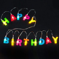 Birthday Decorations Lighting Mini Colorful 13 Warm White String Indoor Battery Operate Led Letters 