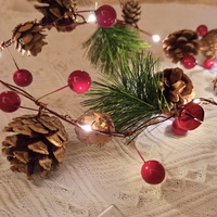 Battery Powered Indoor Xmas Tree Decorative LED String Lights 2m Bell Needle Pine Cone Christmas Lig