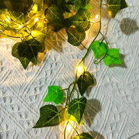30Led Lights With Artificial Leaves AA Battery Operated Green Leaf Led Christmas Tree Decorative Cop