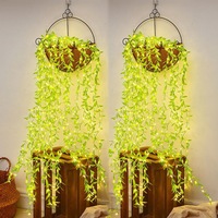 Curtain Led Fairy Light Plug Power 3x1 Meter 20 Strips 200 Warm Led Green Leaf Vine String Lights