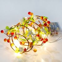 Tree Branch Flowers Fruit Pendant Light Home Small Silver Copper Wire Led String Lights