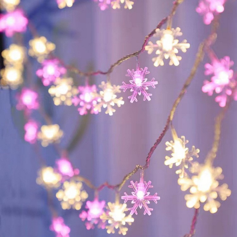 6M 40Led Battery Box Powered Pink Warm White Fairy Star Moon Snowflake Light