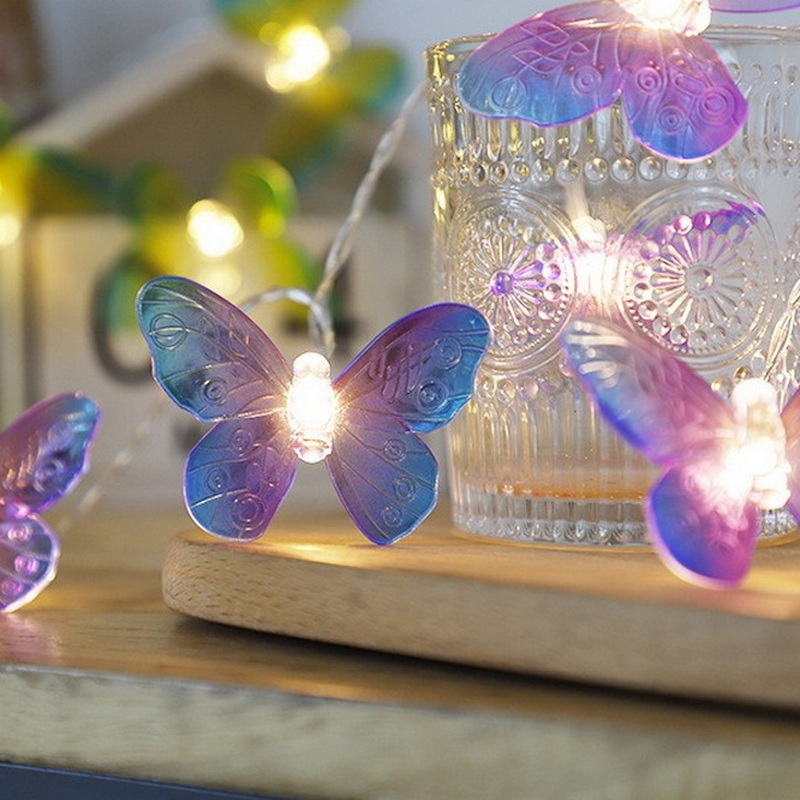 Battery Operated Indoor Yellow Pretty Transparent Butterflies Warm White Led String Light