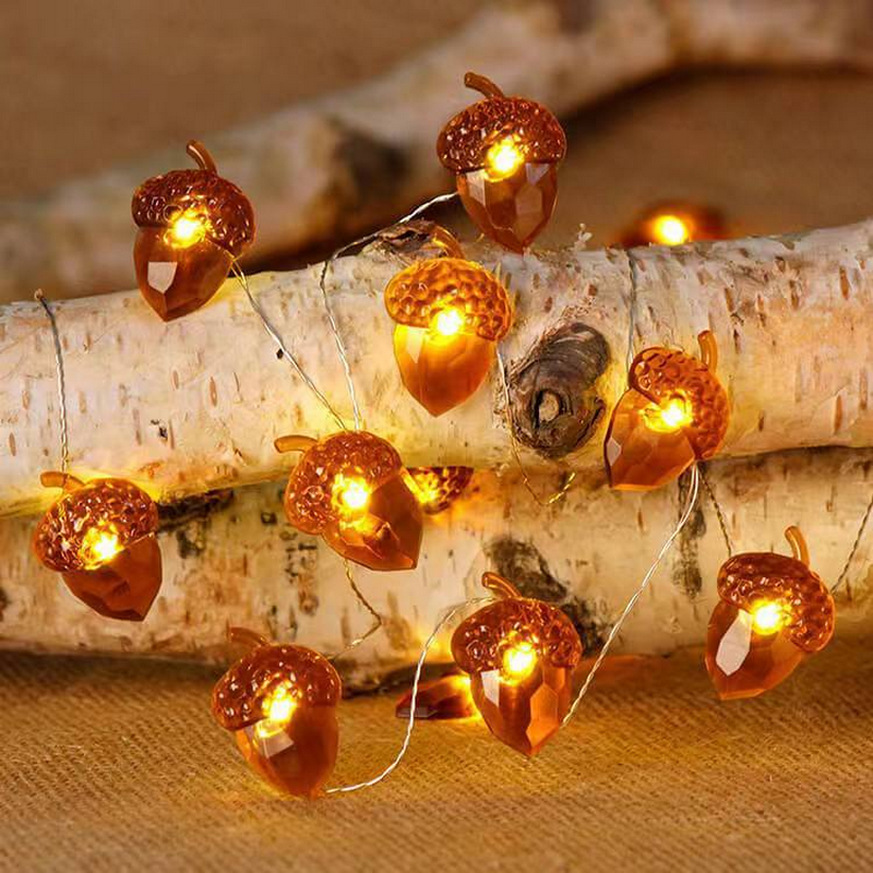 Indoor Pumpkin Pinecone Three Color Maple Leaf Warm White Led String Light