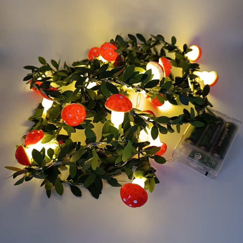 Christmas Ornaments 20Led  Battery Operated Small Leaf Vine Plastic Mushroom Led Light