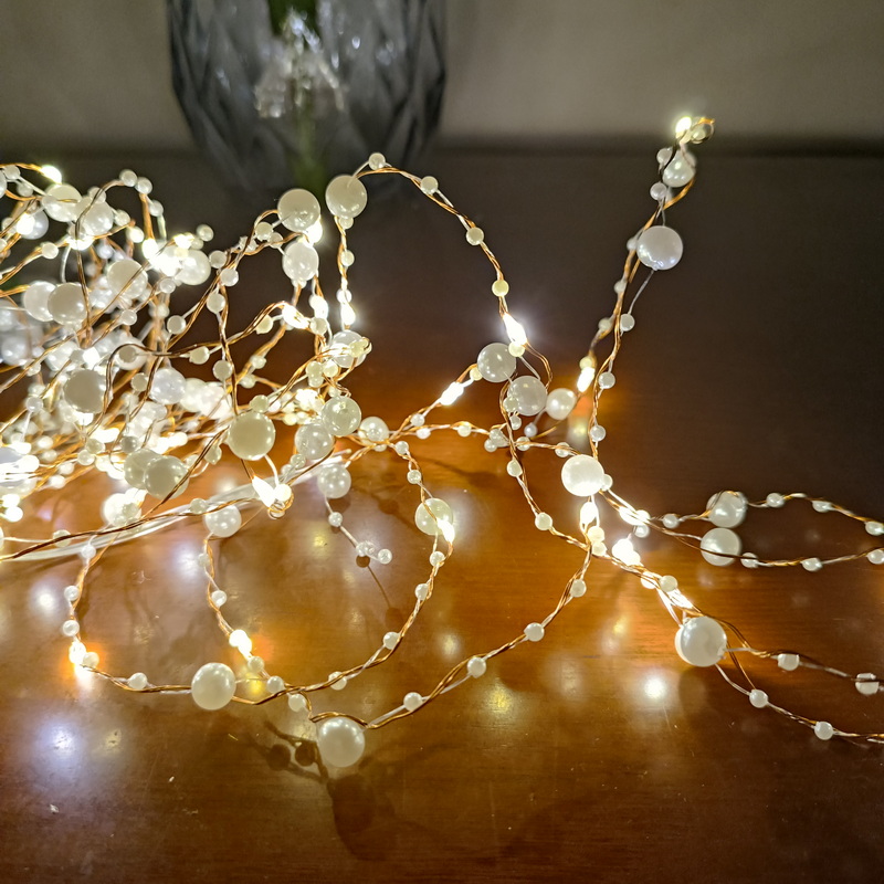5M 50 LED Pearls Bead Mini Christmas Night Lights Free Samples Home Room Decorative Indoor Xmas Copp