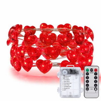8-Mode 30 LED Copper Wire String Light Party Holiday Wedding Valentine Decorative Red Heart LED Ligh
