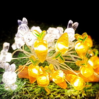 Kids Room Battery Operated Rabbit Ears Carrot Warm Led Copper Wire String Light