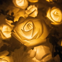 Holiday Lighting Lamp Artificial Rose Flowers Leaf Led Lights 20 Rose White Decorative Lights