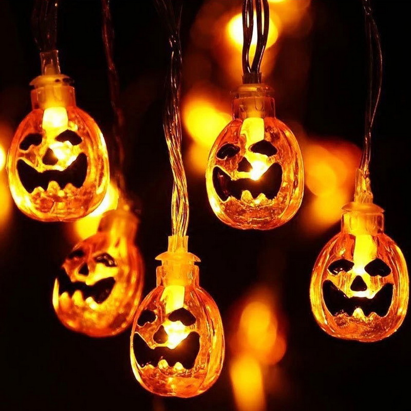 Battery Operated Mini String Lights 3m 1.5m 10 LED Plastic Smile Pumpkin String Lights