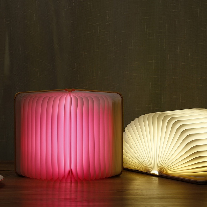 USB Rechargeable Night Light 3D PU Foldable 6 Color Book Led Light