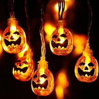 Battery Operated Mini String Lights 3m 1.5m 10 LED Plastic Smile Pumpkin String Lights
