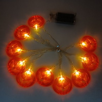 Battery Operated Warm String Indoor Lights Led Halloween Flat Pumpkin Light