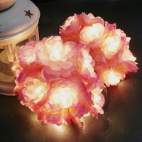 Battery Operated Artificial Silk Cloth Flowers 20 Led Decorative String Lights
