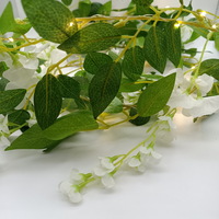 Decorations Lights Vine With Lights 20 LED White Wisteria Flowers Artificial Leaves Curtain Vine Str