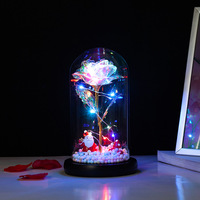 Colorful Artificial Rose Flower with Glass Dome Indoor Application Battery Operated