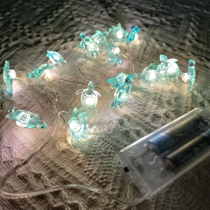 Holiday Lights 20 Led Small Plastic Blue Turtle Copper Wire String Led Light