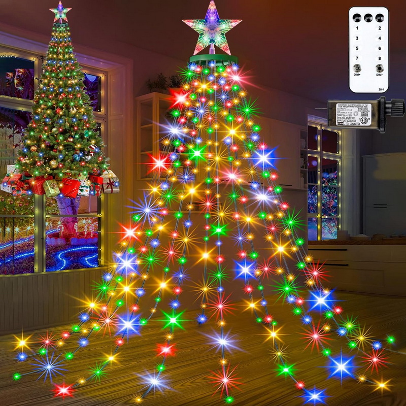 6.6FT X 16 Lines Fairy Lights with 8 Modes Timer Remote 400 LED Waterfall Christmas Tree Lights